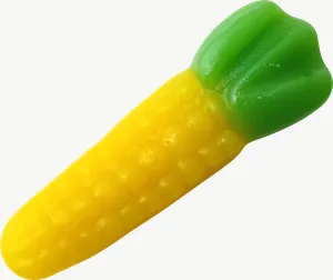 Yellow gummy corn candy PNG with transparent background, real photo cutout