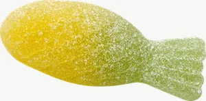 Yellow gummy fish candy PNG with transparent background, real photo cutout