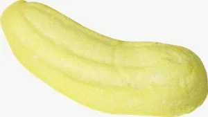 Yellow gummy pickle candy PNG with transparent background, real photo cutout