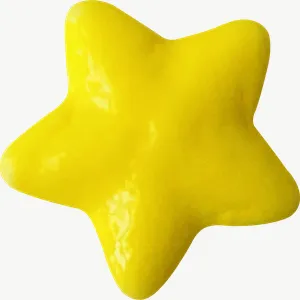 Yellow star gummy candy PNG with transparent background, real photo cutout