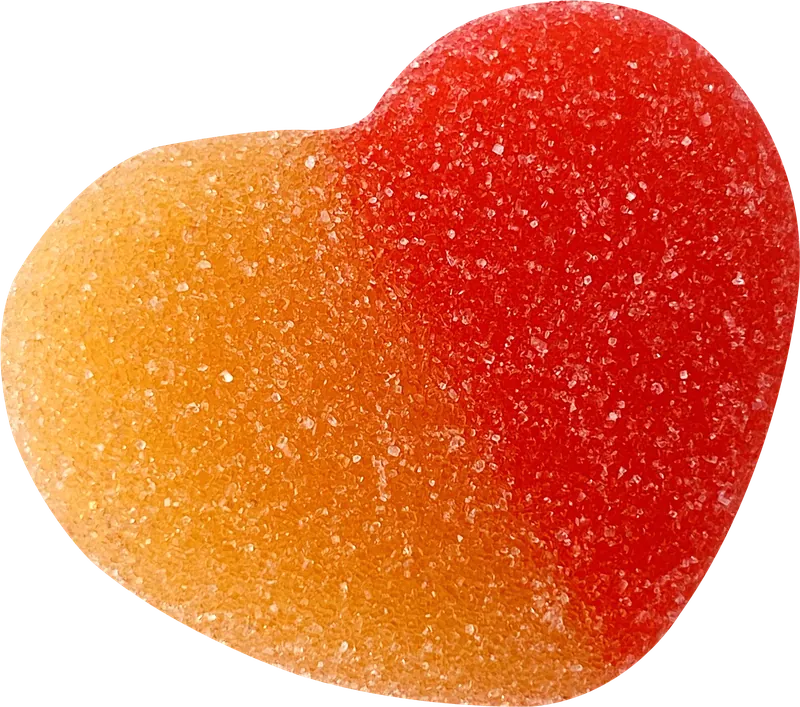 Heart gummy candy PNG with transparent background, real photo cutout